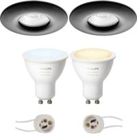 Philips Hue LED Spot Set GU10 - Mat Zwart - Ø82mm - Waterdicht IP65