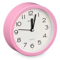 Giftdecor Wekker/alarmklok Good Morning - roze - kunststof - dia 12 cm - staand - rond   -