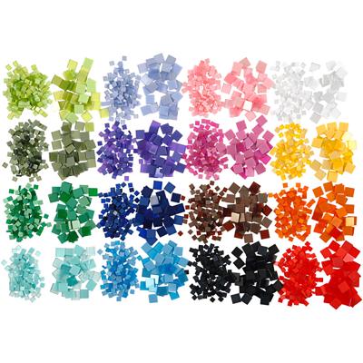 Creativ Company Mini mozaiek, afm 5x5+10x10 mm, dikte 2 mm, 32x25 gr/ 1 doos