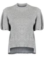 sacai ribbed-knit panelled wool T-shirt - Gris