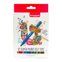 Viltstift bruynzeel super point set 12 kleuren | 6 stuks