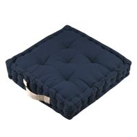 Stof Textile Vloerkussen DUO - donkerblauw - katoen - 45 x 45 x 10 cm - vierkant - Extra dik