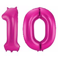Cijfer ballon 10 jaar roze - thumbnail