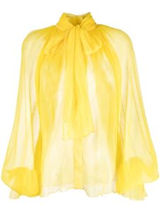 Atu Body Couture blouse transparente en soie à col lavallière - Jaune