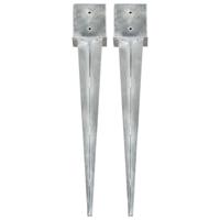 VidaXL Grondpinnen 2 st 14x14x91 cm gegalvaniseerd staal zilverkleurig