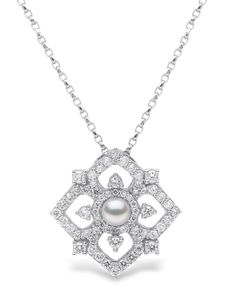 Yoko London pendentif Petal en or blanc 18ct serti de perles et diamants - Argent