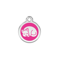 Kitten Hot Pink roestvrijstalen kattenpenning small/klein dia. 2 cm - RedDingo