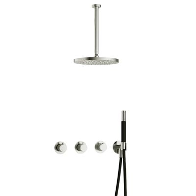 Hotbath Cobber IBS70 inbouwdouche met 30cm plafondbuis en 30cm hoofddouche nikkel glans