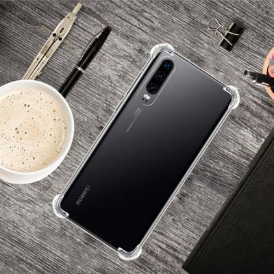 Voor Huawei P30 vierhoek anti-drop ultradunne transparante TPU telefoon geval (transparant)