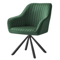 Draaibare eetkamerstoel met armleuningen en gestoffeerd zitvlak, Groen + Inkzwart