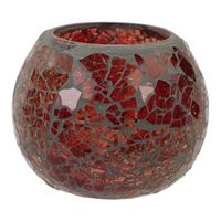 Waxinelichthouder - Gebroken Glas - Bruin & Oranje (ca. 9,5 x 7 cm) - thumbnail