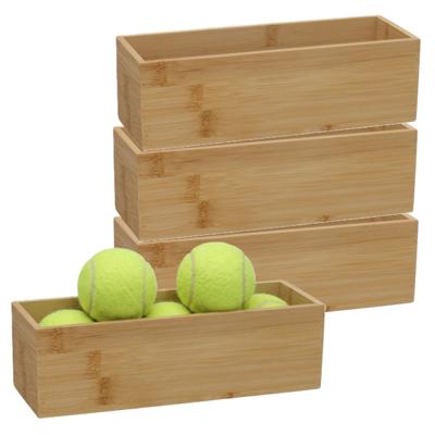 5Five houten bakje - 4x - organizer - bamboe - 23 x 8 x 7 cm - kast en lade verdelers - opslag