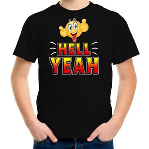 Funny emoticon t-shirt Hell yeah zwart kids