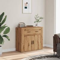 Dressoir 80x33x70 cm bewerkt hout artisanaal eikenkleurig