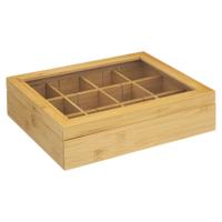 5Five Theedoos - 12-vaks - Bamboe hout - 23 x 28 x 7 cm - zelf indeelbaar - opbergkistje 5Five Theedoos - 12-vaks - Bamboe hout - 23 x 28 x 7 cm - zelf indeelbaar - opbergkistje