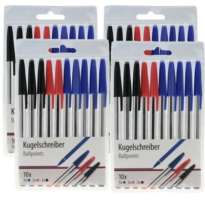 Balpennen - 40x stuks - 3 kleuren - rood - zwart - blauw - pen