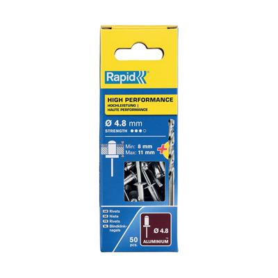 Klinknagels Rapid 5000389 Boor Ø 4,8 x 14 mm Aluminium (50 Stuks)