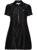 Prada robe-chemise courte à logo émaillé - Noir - thumbnail