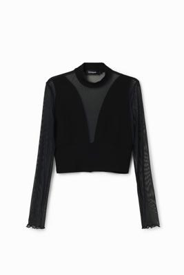 T-shirt doorschijnende tule - BLACK - XL