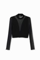 T-shirt doorschijnende tule - BLACK - XL