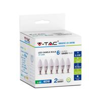 V-TAC VT-2246 E14 Witte LED Lampen - RTL - Kaars - 6PC - Set - IP20 - 5.5W - 470 Lumen - 2700K - thumbnail