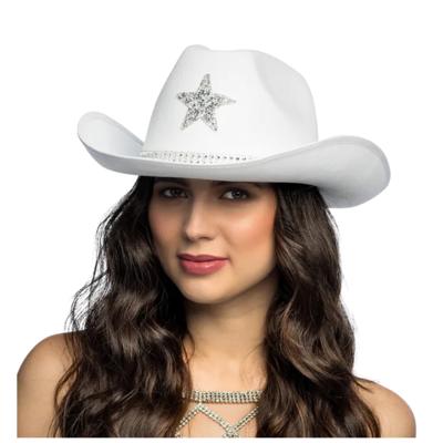 Boland Cowboy verkleed hoed Taylor - ster - wit - volwassenen - Western/explorer thema