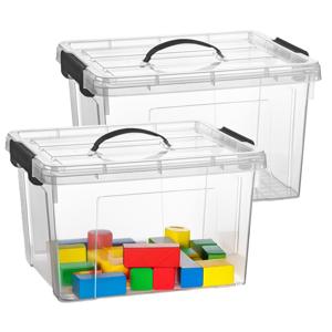 Opslagbox met deksel - 2x - transparant grijs - 23.5 liter - 42 x 36 x 25 cm - kunststof