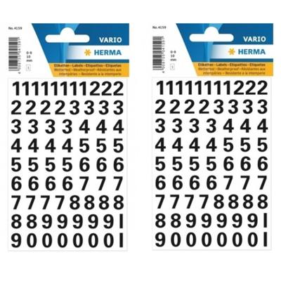 Stickervelletjes - 2x - 71 plak cijfers stickers - zwart - afmeting 10mm - hobby stickertjes