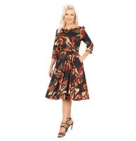Hearts & Roses Mabel Swing Dress Black Multicolor -M