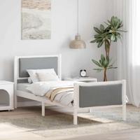 Bedframe met hoofdeinde Lichtgrijs 75 x 190 cm Stof Bedframe met hoofdeinde Lichtgrijs 75 x 190 cm Stof