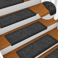 VidaXL Trapmatten zelfklevend 15 stuks 65x21x4 cm grijs rechthoekige rand