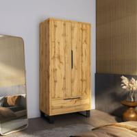 Home365 Kledingkast Halmstad - 2-deurs incl. lade - Wotan Eiken