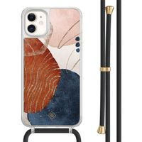 iPhone 11 hoesje met zwart koord - Abstract terracotta