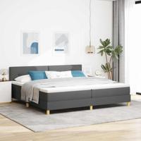Boxspringbed met matras en LED stof donkergrijs 200x200 cm