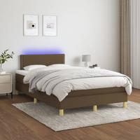Boxspring met matras en LED stof donkerbruin 120x200 cm