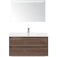 Dante Badmeubelset 100 cm - Tabacco - Keramische Wastafel Wit Cover met Sence Spiegel