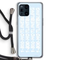 Hotline bling blue: Oppo Find X3 Transparant Hoesje met koord