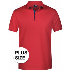 Grote maten polo shirt Golf Pro premium rood/navyvoor heren