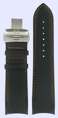 Horlogeband Tissot T600028613 / T600041157 Leder Zwart 24mm