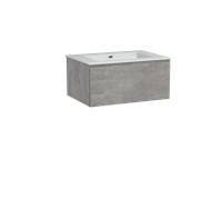 Storke Edge zwevend badmeubel 75 x 52 cm beton donkergrijs met Diva enkele wastafel in glanzend composiet marmer