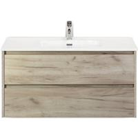 Dante Badmeubelset 100 cm - Craft Oak - Keramische Wastafel Wit Cover