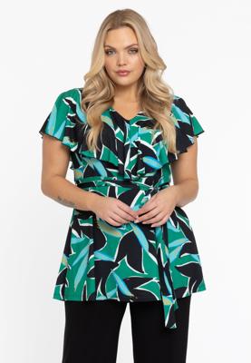 Yoek Tuniek met ruches v-neck EDEN | Groen | Maat 58/60