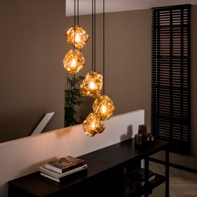 LifestyleFurn Hanglamp 'Rock' 5-lamps, kleur Chromed