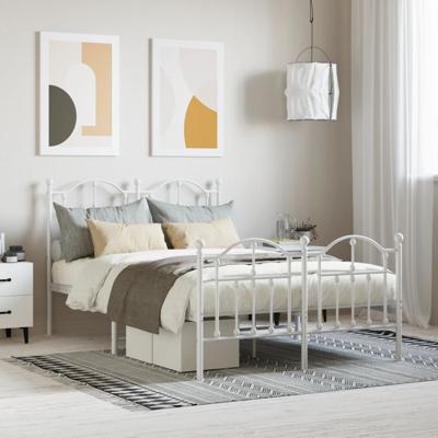 Bedframe met hoofd- en voeteneinde metaal wit 120x200 cm