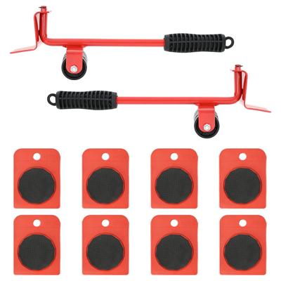 Meubelrollers 8 stuks met lifters 9,8x7,5x3 cm 150 kg rood