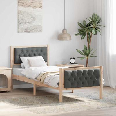 Bedframe met hoofdeinde Donkergrijs 75 x 190 cm Stof Bedframe met hoofdeinde Donkergrijs 75 x 190 cm Stof