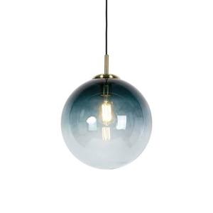 QAZQA Smart hanglamp messing met oceaanblauw glas 33 cm incl. Wifi