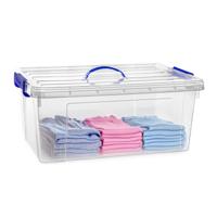 Opslagbox met deksel - transparant blauw - 39 liter - 60 x 40 x 25 cm - kunststof