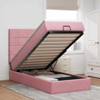 Ottoman bed met matrassen 80x200cm fluweel roze