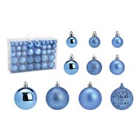G. Wurm kerstballen - 100x stuks - 3, 4 en 6 cm - blauw - kunststof   - - thumbnail